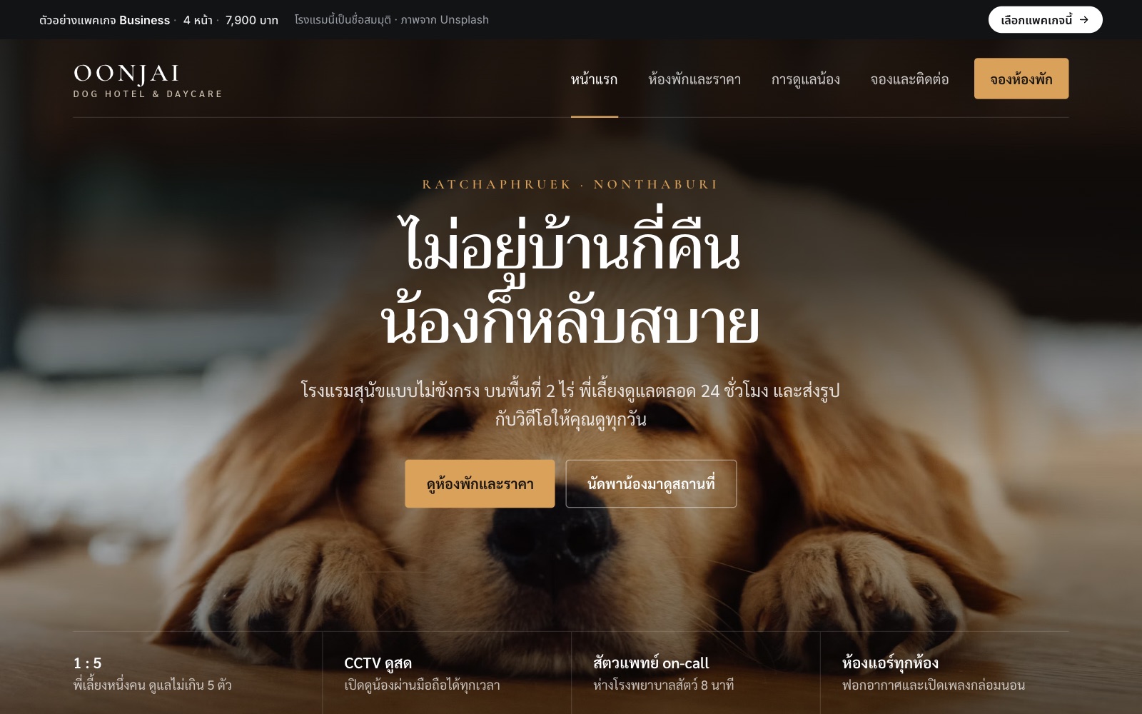 เว็บตัวอย่าง Oonjai · โรงแรมสุนัข & เดย์แคร์ บนคอม